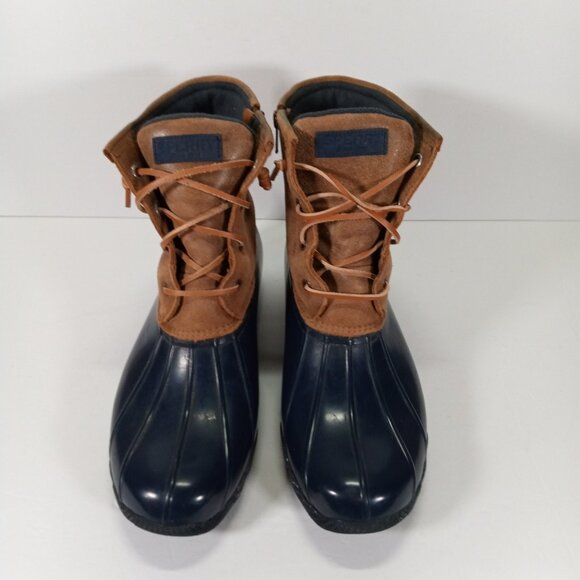 Sperry Duck Boots Women 11 Rain Blue Brown Side Zip STS98305 Outdoor - Picture 8 of 15